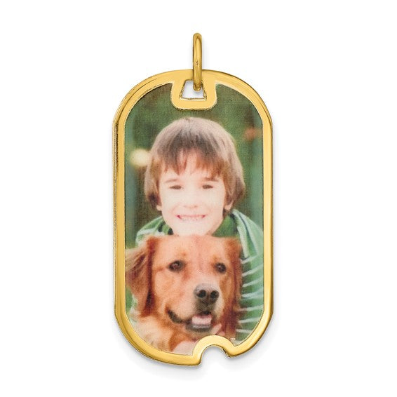 Sterling Silver or Gold Plated Sterling Silver Picture Photo Dog Tag Pendant Charm Personalized