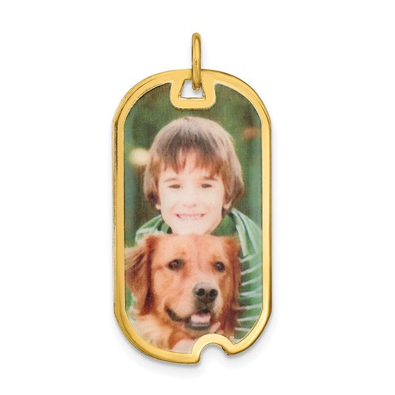sterling silver or gold plated sterling silver picture photo dog tag pendant charm personalized