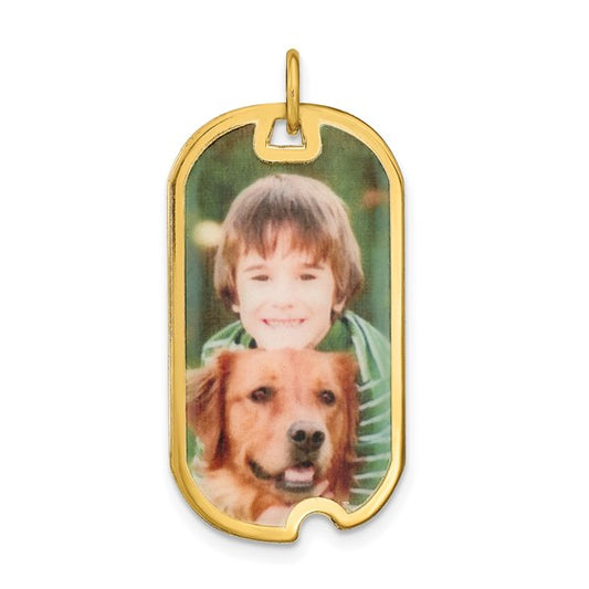 sterling silver or gold plated sterling silver picture photo dog tag pendant charm personalized