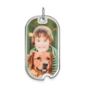 Sterling Silver or Gold Plated Sterling Silver Picture Photo Dog Tag Pendant Charm Personalized