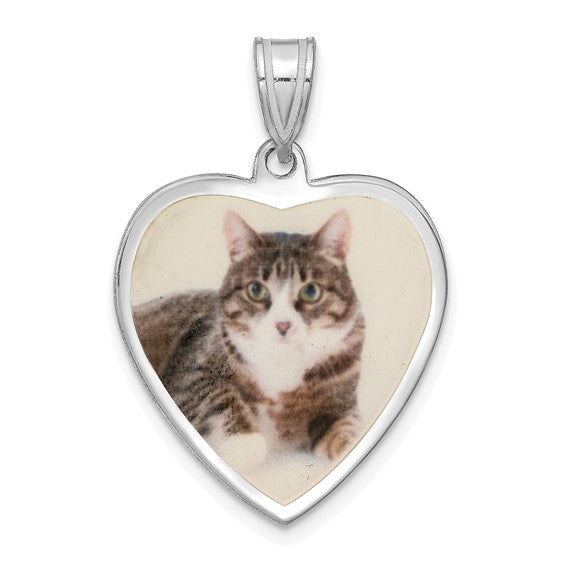 sterling silver or gold plated sterling silver picture photo heart pendant charm personalized 20mm