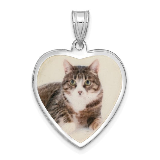 sterling silver or gold plated sterling silver picture photo heart pendant charm personalized 20mm