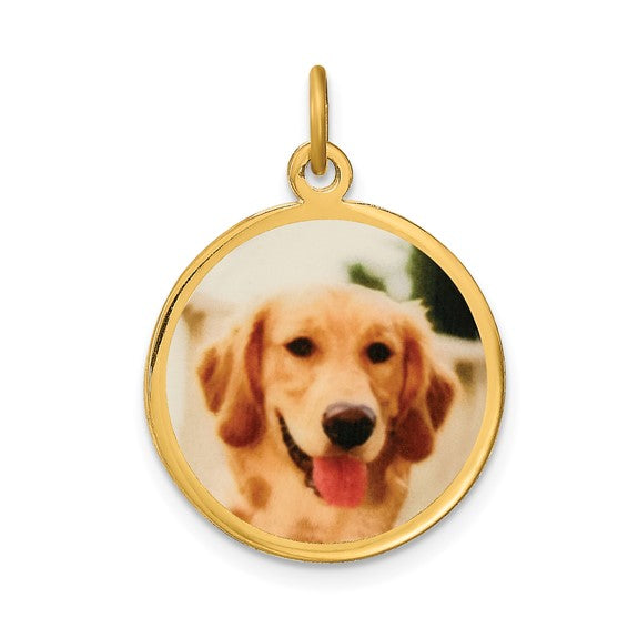 Sterling Silver or Gold Plated Sterling Silver Picture Photo Round Pendant Charm Personalized 18mm