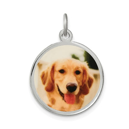 sterling silver or gold plated sterling silver picture photo round pendant charm personalized 18mm