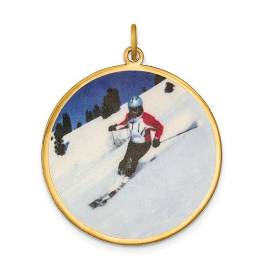 sterling silver or gold plated sterling silver picture photo round pendant charm personalized 28mm