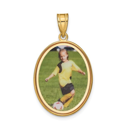 sterling silver or gold plated sterling silver picture photo oval pendant charm personalized 20mm