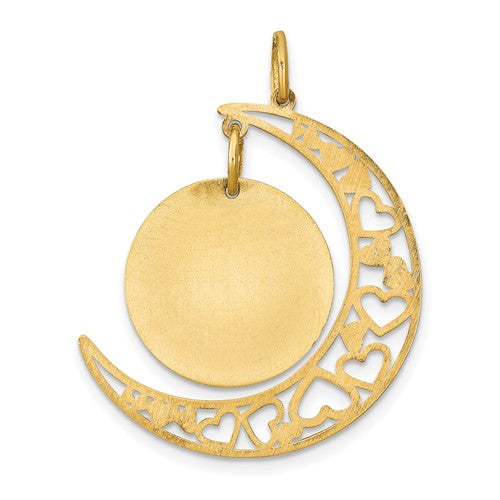 sterling silver or gold plated sterling silver picture photo moon hearts pendant charm personalized