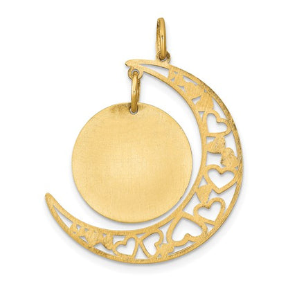 sterling silver or gold plated sterling silver picture photo moon hearts pendant charm personalized