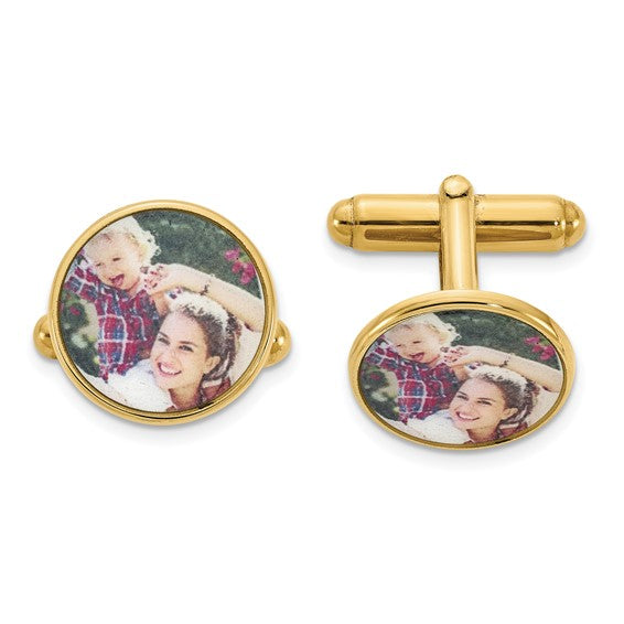 sterling silver or gold plated sterling silver cufflinks cuff links personalized picture photo