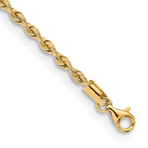 14k Yellow Gold 2.55mm Silky Quintuple Rope Bracelet Anklet Choker Necklace Pendant Chain with Fancy Lobster Clasp
