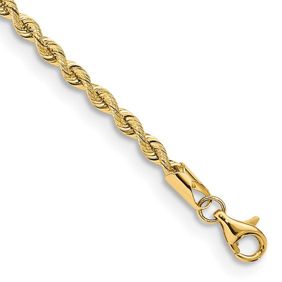 14k Yellow Gold 2.65mm Silky Quintuple Rope Bracelet Anklet Choker Necklace Pendant Chain with Fancy Lobster Clasp