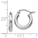 Φόρτωση εικόνας στο εργαλείο προβολής Συλλογής, 14K White Gold Diamond Cut Classic Round Diameter Hoop Textured Earrings 16mm x 3mm
