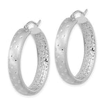 Load image into Gallery viewer, 14k White Gold Round Diamond Cut Polished Satin In Out Hoop Earrings 30mm x 5.75mm
