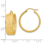 Load image into Gallery viewer, 14k Yellow Gold Diamond Cut Satin Round Hoop Earrings
