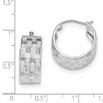 Charger l&#39;image dans la galerie, 14k White Gold Woven Weave Textured Round Hoop Earrings 18mm x 8mm
