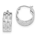 Load image into Gallery viewer, 14k White Gold Woven Weave Textured Round Hoop Earrings 18mm x 8mm
