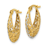 Load image into Gallery viewer, 14K Yellow Gold and Rhodium Filigree Hoop Earrings
