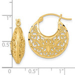 Afbeelding in Gallery-weergave laden, 14K Yellow Gold Filigree Diamond Cut Hoop Earrings
