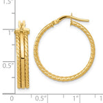 Carregar imagem no visualizador da galeria, 14k Yellow Gold Round Twisted Edge Grooved Hoop Earrings 24mm x 4.5mm
