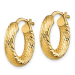 Indlæs billede til gallerivisning 14k Yellow Gold Diamond Cut Round Hoop Earrings 17mm x 4mm
