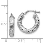 Lataa kuva Galleria-katseluun, 14k White Gold Diamond Cut Round Hoop Earrings 17mm x 4mm

