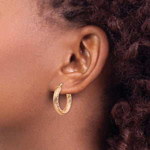 14k Rose Gold Diamond Cut Round Hoop Earrings 23mm x 4mm