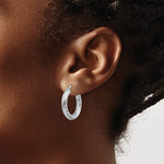 Ladda upp bild till gallerivisning, 14k White Gold Diamond Cut Round Hoop Earrings 23mm x 4mm
