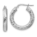 Load image into Gallery viewer, 14k White Gold Diamond Cut Round Hoop Earrings 23mm x 4mm
