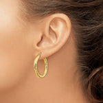 Φόρτωση εικόνας στο εργαλείο προβολής Συλλογής, 14k Yellow Gold Diamond Cut Round Hoop Earrings 28mm x 4mm
