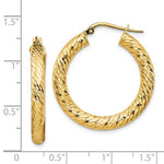 Indlæs billede til gallerivisning 14k Yellow Gold Diamond Cut Round Hoop Earrings 28mm x 4mm
