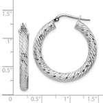 Φόρτωση εικόνας στο εργαλείο προβολής Συλλογής, 14k White Gold Diamond Cut Round Hoop Earrings 28mm x 4mm
