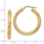Indlæs billede til gallerivisning 14k Yellow Gold Diamond Cut Round Hoop Earrings 33mm x 4mm
