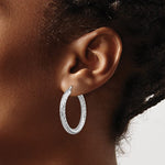이미지를 갤러리 뷰어에 로드 , 14k White Gold Diamond Cut Round Hoop Earrings 33mm x 4mm

