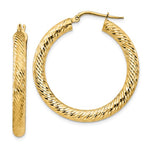 Φόρτωση εικόνας στο εργαλείο προβολής Συλλογής, 14k Yellow Gold Diamond Cut Round Hoop Earrings 33mm x 4mm
