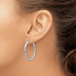Załaduj obraz do przeglądarki galerii, 14k White Gold Diamond Cut Round Hoop Earrings 40mm x 4mm
