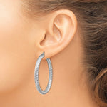Lataa kuva Galleria-katseluun, 14k White Gold Diamond Cut Round Hoop Earrings 44mm x 4mm
