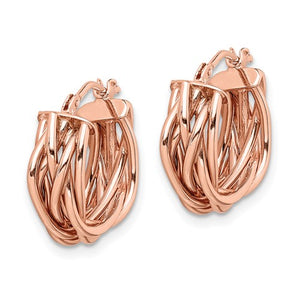 14k Rose Gold Braided Twisted Hoop Earrings
