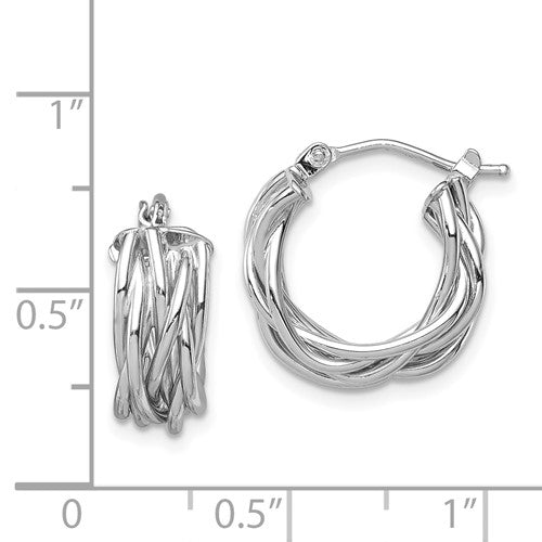 14k white gold braided twisted hoop earrings