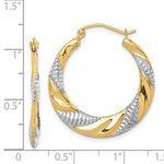 Load image into Gallery viewer, 14K Yellow Gold and Rhodium Twisted Textured Hoop Earrings
