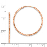 Load image into Gallery viewer, 14k Rose Gold Diamond Cut Square Tube Round Endless Hoop Earrings 29mm x 1.35mm
