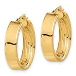 Load image into Gallery viewer, 14k Yellow Gold Round Square Tube Textured Inside Diamond Cut Hoop Earrings 21mm x 5.5mm
