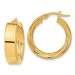 Load image into Gallery viewer, 14k Yellow Gold Round Square Tube Textured Inside Diamond Cut Hoop Earrings 21mm x 5.5mm
