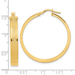 Indlæs billede til gallerivisning 14k Yellow Gold Modern Contemporary Textured Round Hoop Earrings 35mm x 5mm
