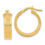 Lataa kuva Galleria-katseluun, 14k Yellow Gold Modern Contemporary Textured Round Hoop Earrings 18mm x 5mm
