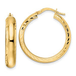 Load image into Gallery viewer, 14K Yellow Gold Diamond Cut Edge Round Hoop Earrings 26mm x 5mm
