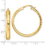 Load image into Gallery viewer, 14K Yellow Gold Diamond Cut Edge Round Hoop Earrings 30mm x 5mm
