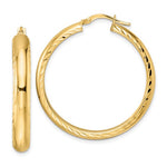 Load image into Gallery viewer, 14K Yellow Gold Diamond Cut Edge Round Hoop Earrings 30mm x 5mm
