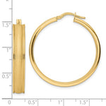 Load image into Gallery viewer, 14K Yellow Gold Brushed Polished Round Grooved Hoop Earrings 35mm x 6mm
