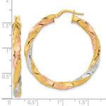 Load image into Gallery viewer, 14k Gold Tri Color Twisted Round Hoop Earrings
