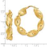 Załaduj obraz do przeglądarki galerii, 14k Yellow Gold Greek Key Twisted Round Hoop Earrings
